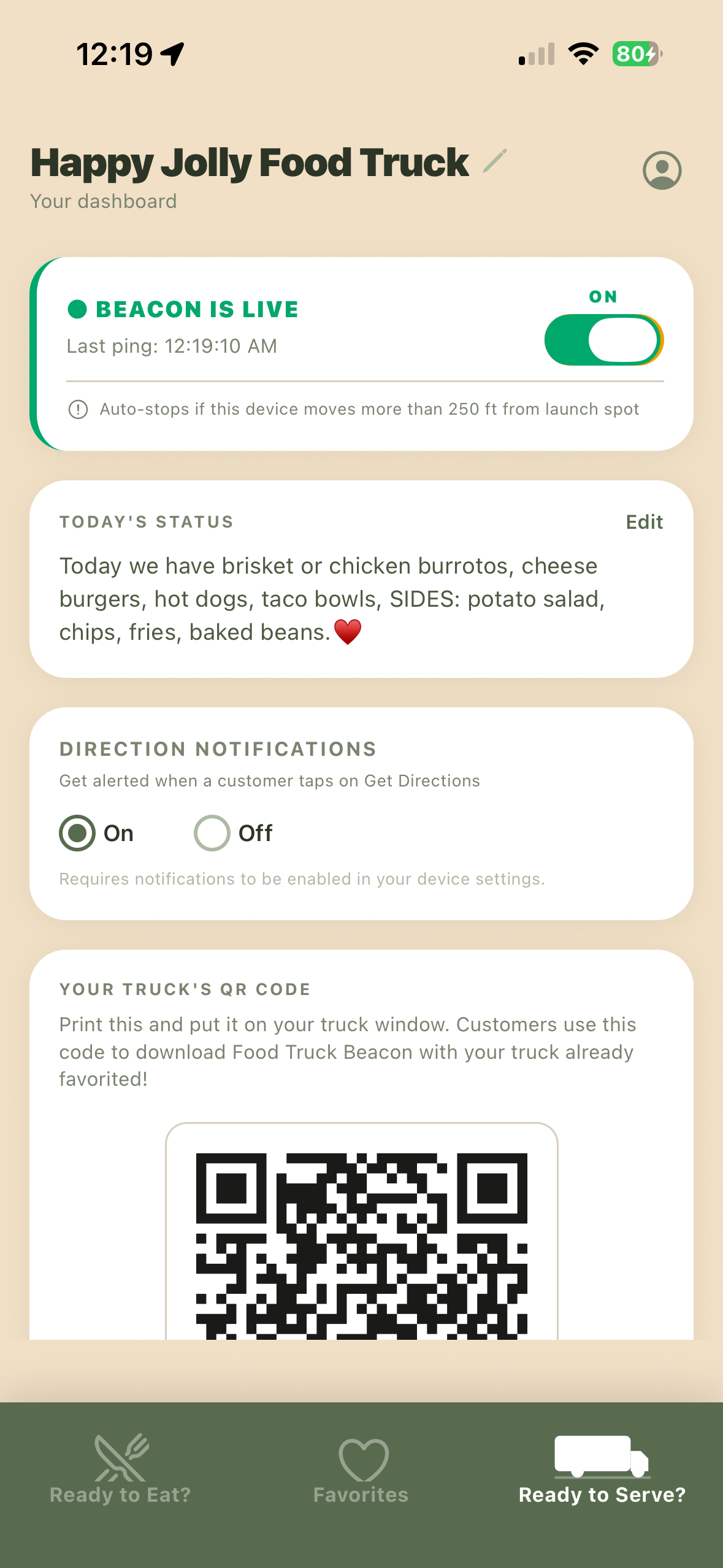 Beacon live dashboard